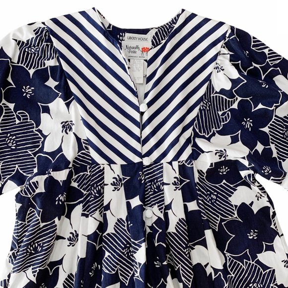 Vintage Liberty House of Hawaii Blue and White Floral MuuMuu Dress - Picture 3 of 9